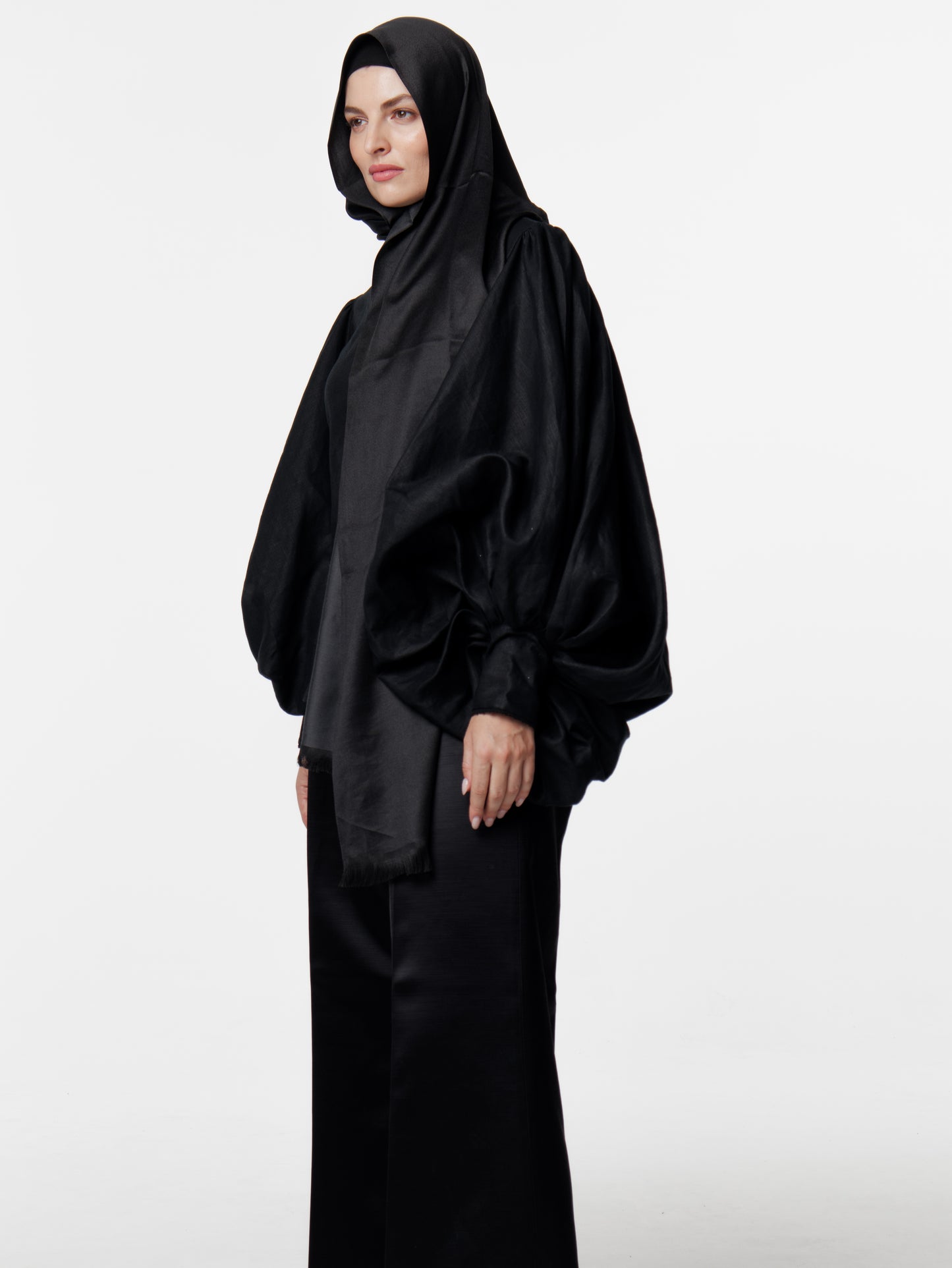 Linen Puff- Cuff Sleeves Shirt