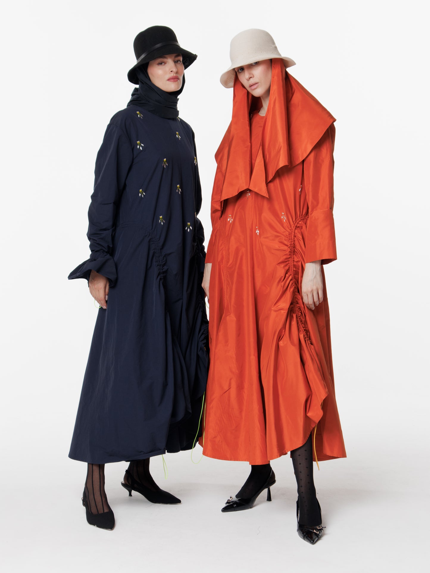 Hand-Embroidered Taffeta Dress