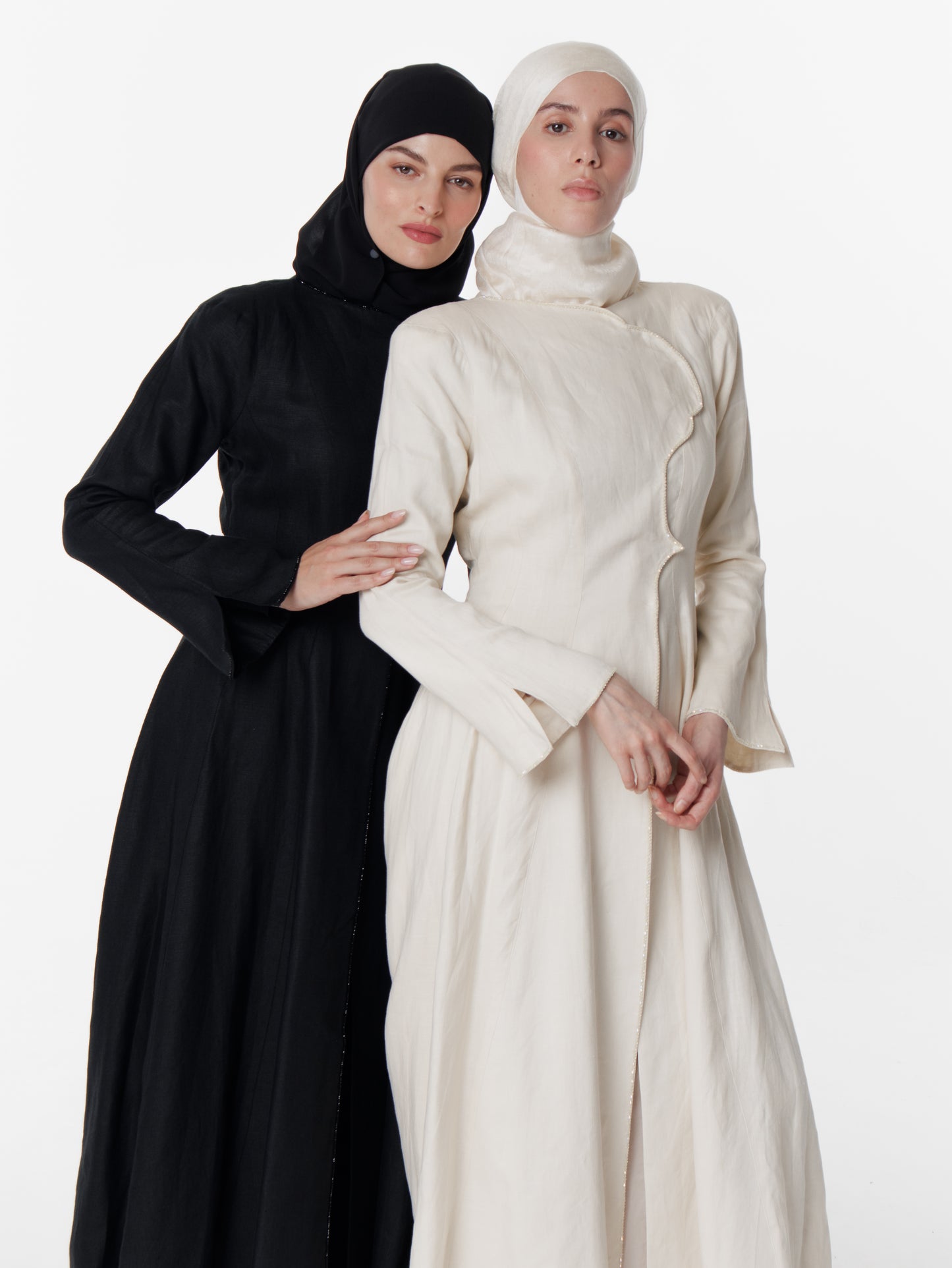 Tailored Linen Long Snap Front Abaya Dress