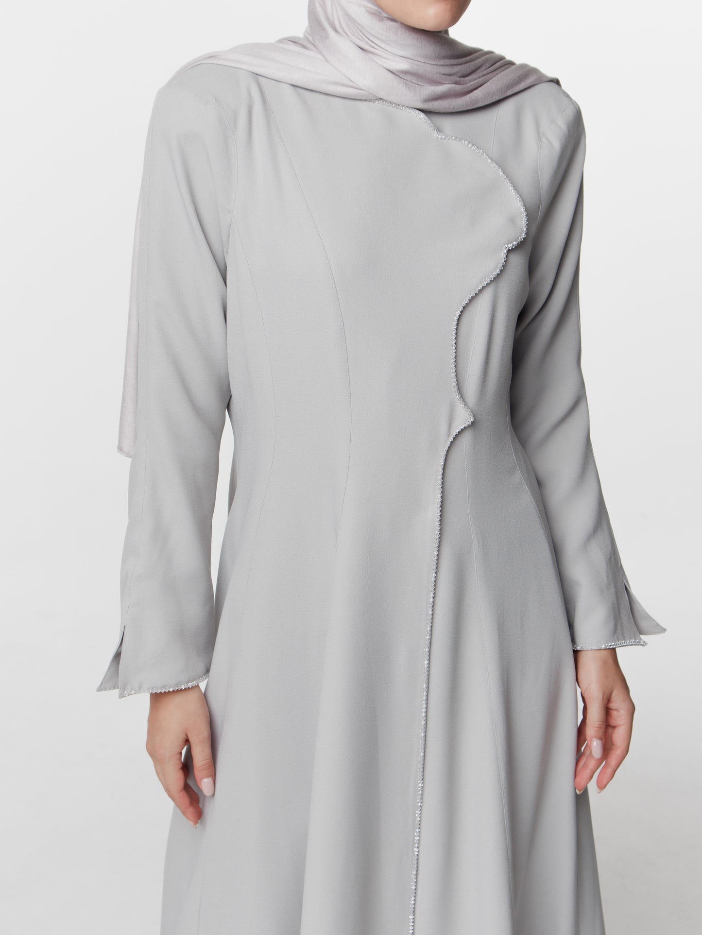 Tailored Crep Long Snap Front Abaya Dress