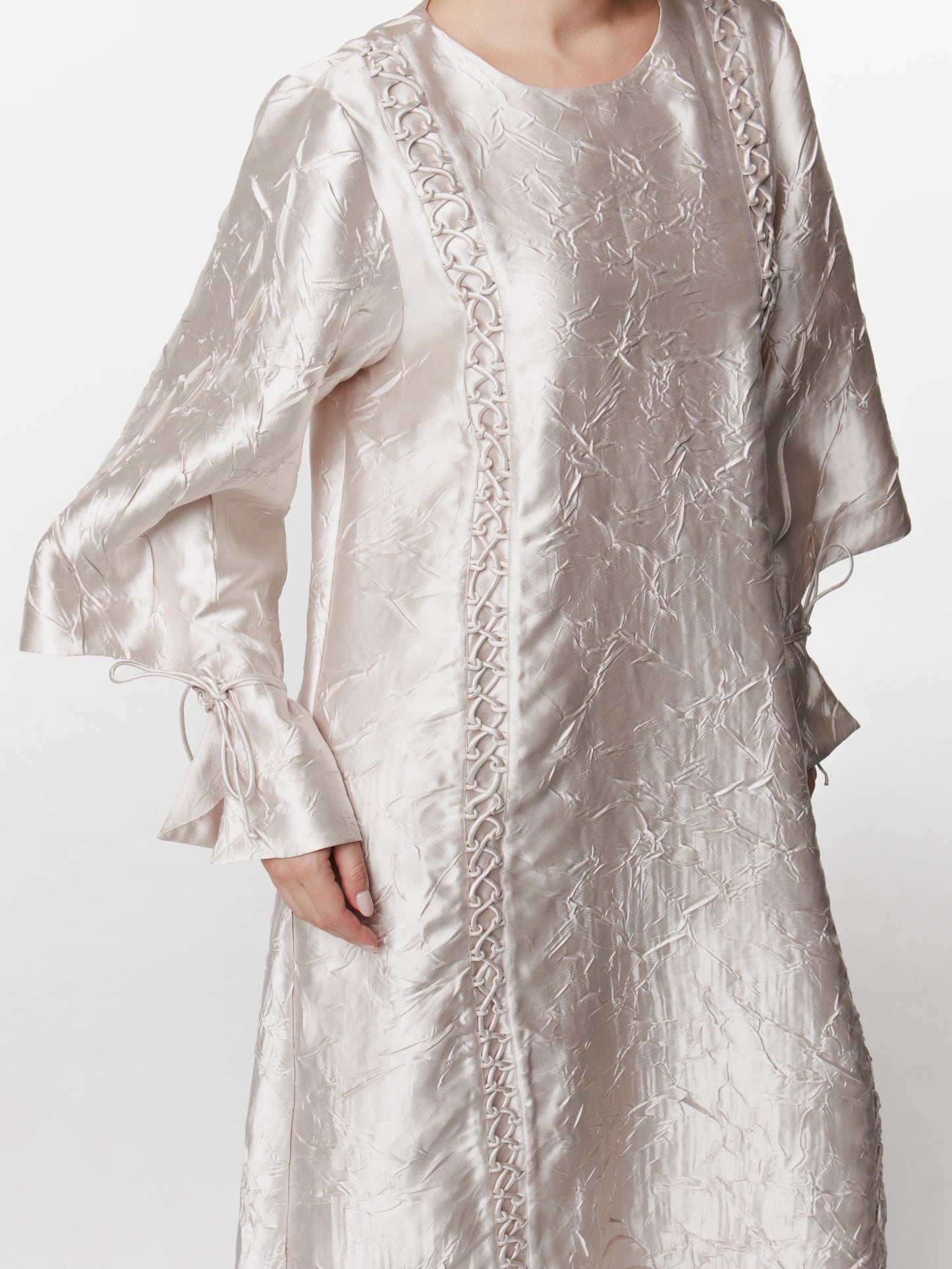 Long Modest Hand-crafted Satin Dress