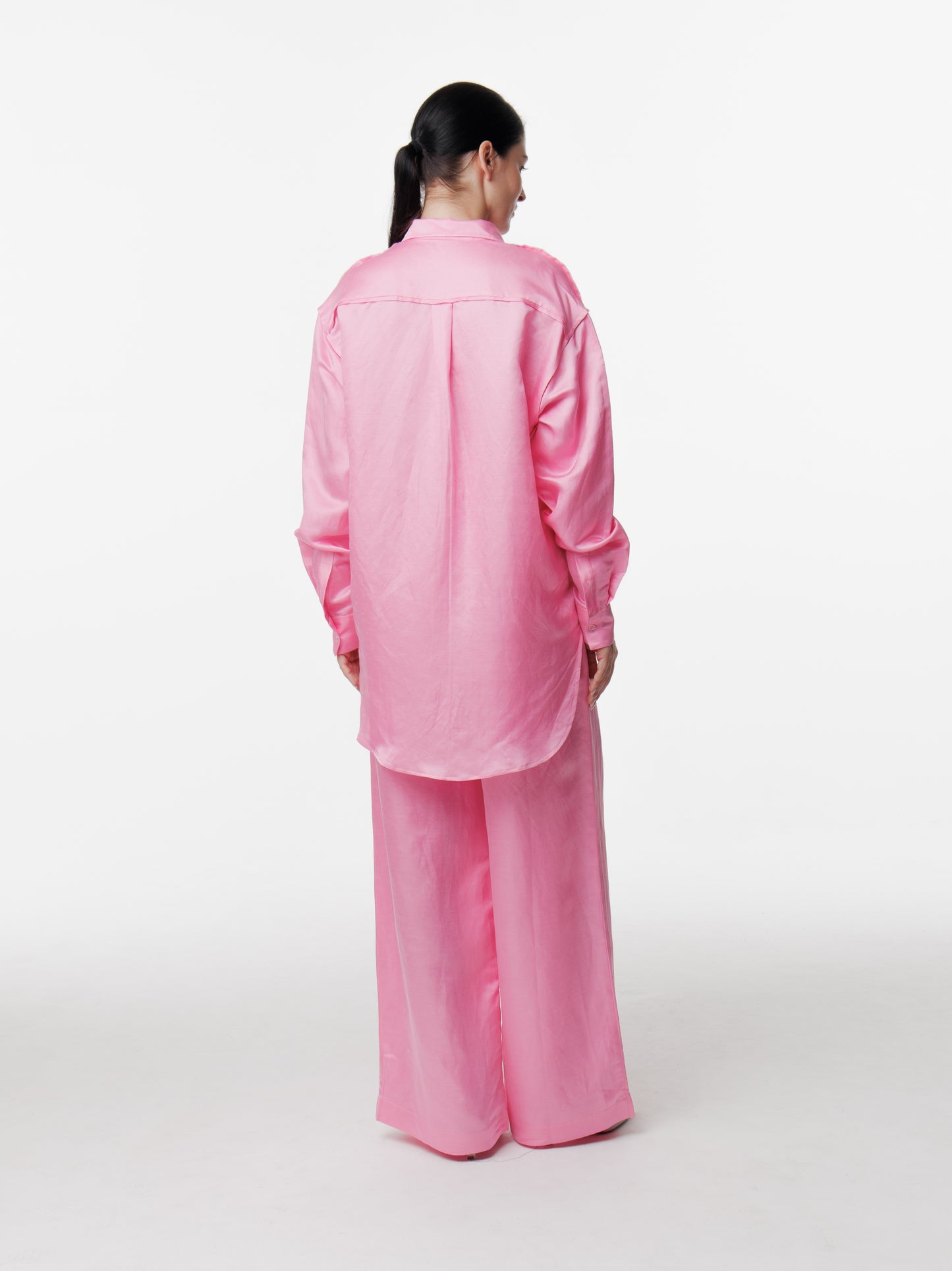 Satin Linen Front Pleated Trouser