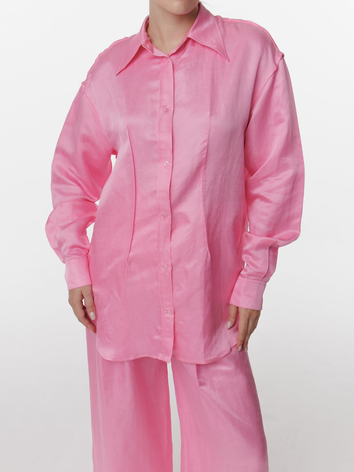 Satin Linen Inside Out Oversized Shirt