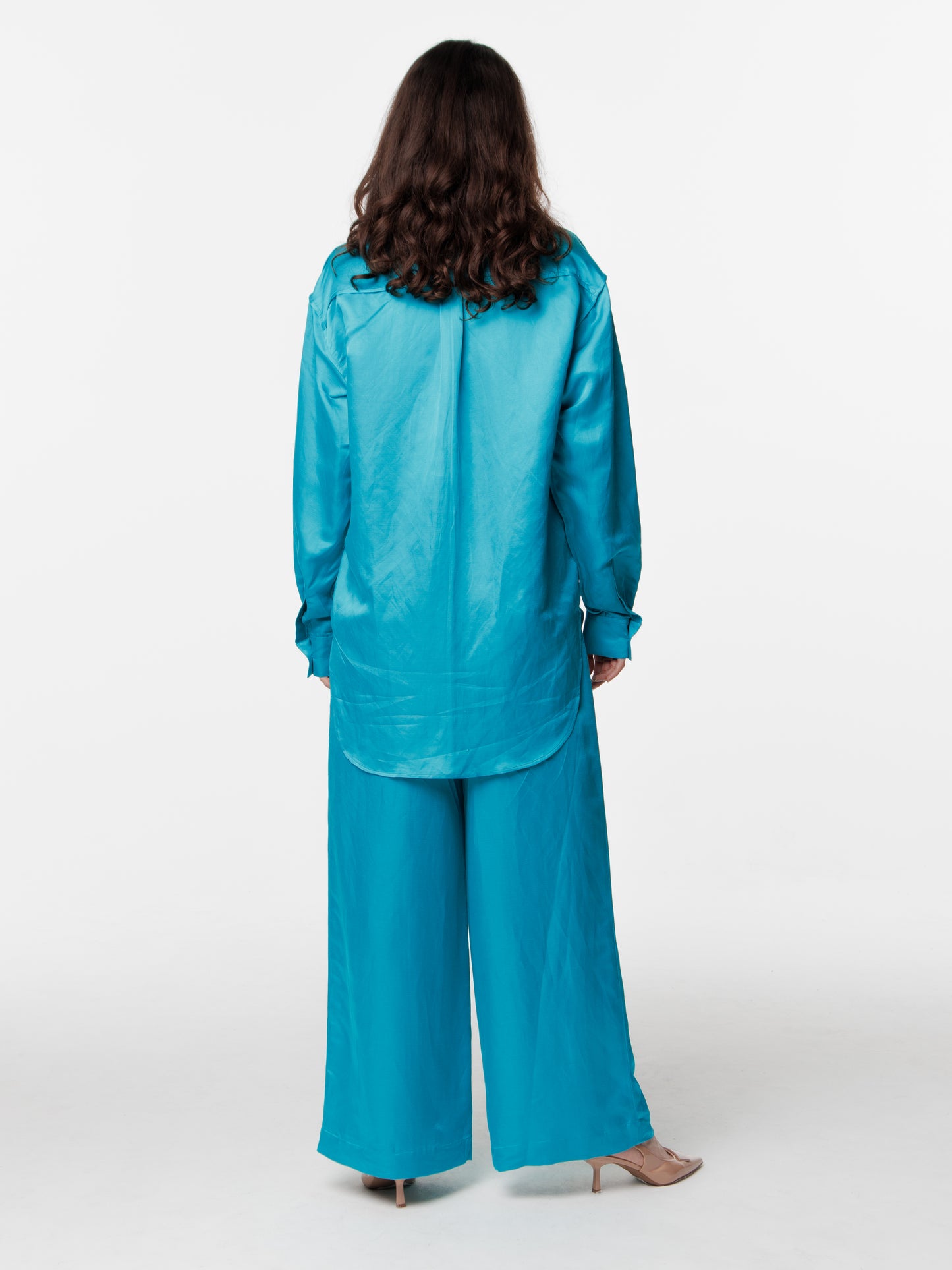 Satin Linen Front Pleated Trouser