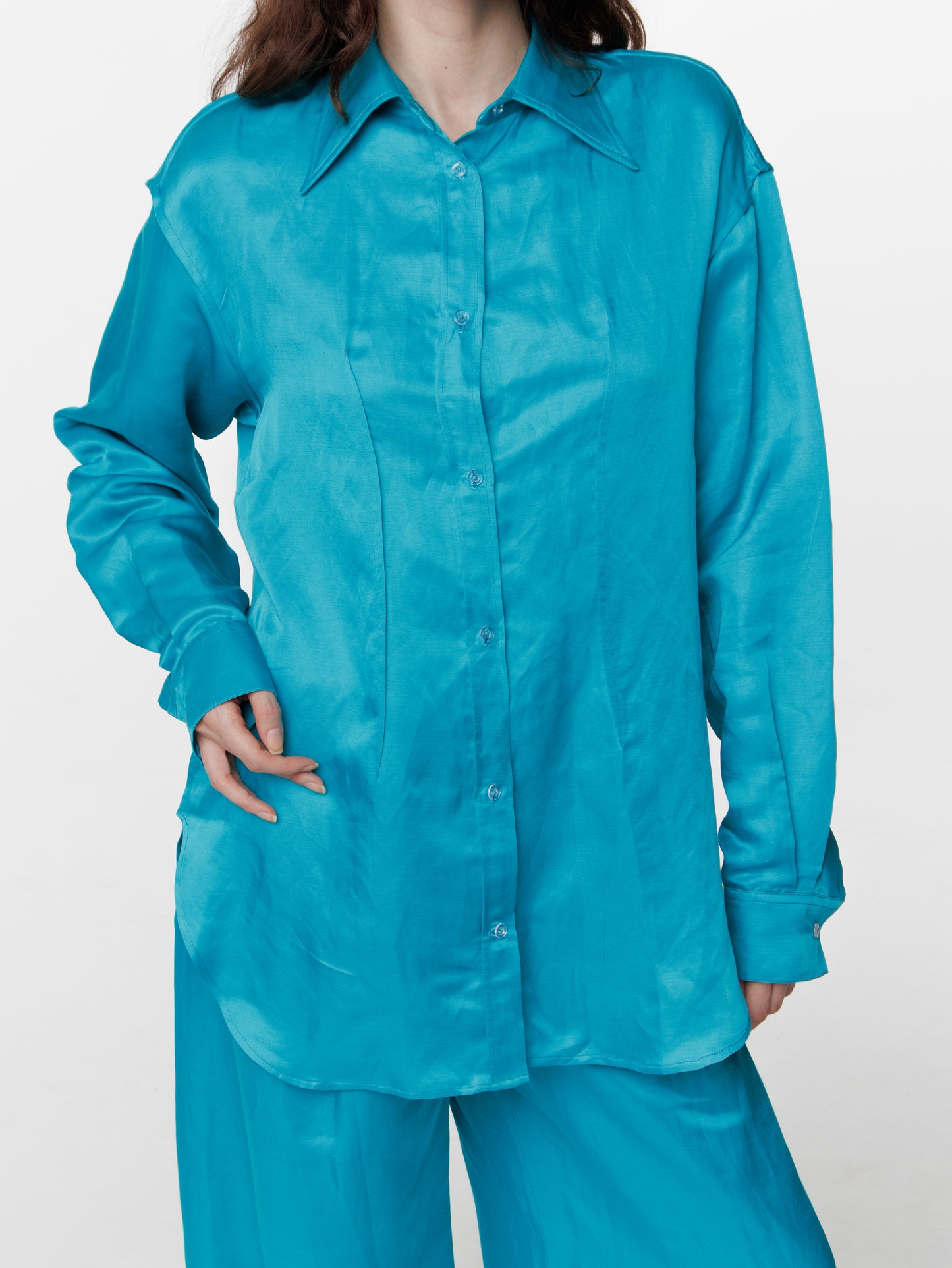 Satin Linen Inside Out Oversized Shirt