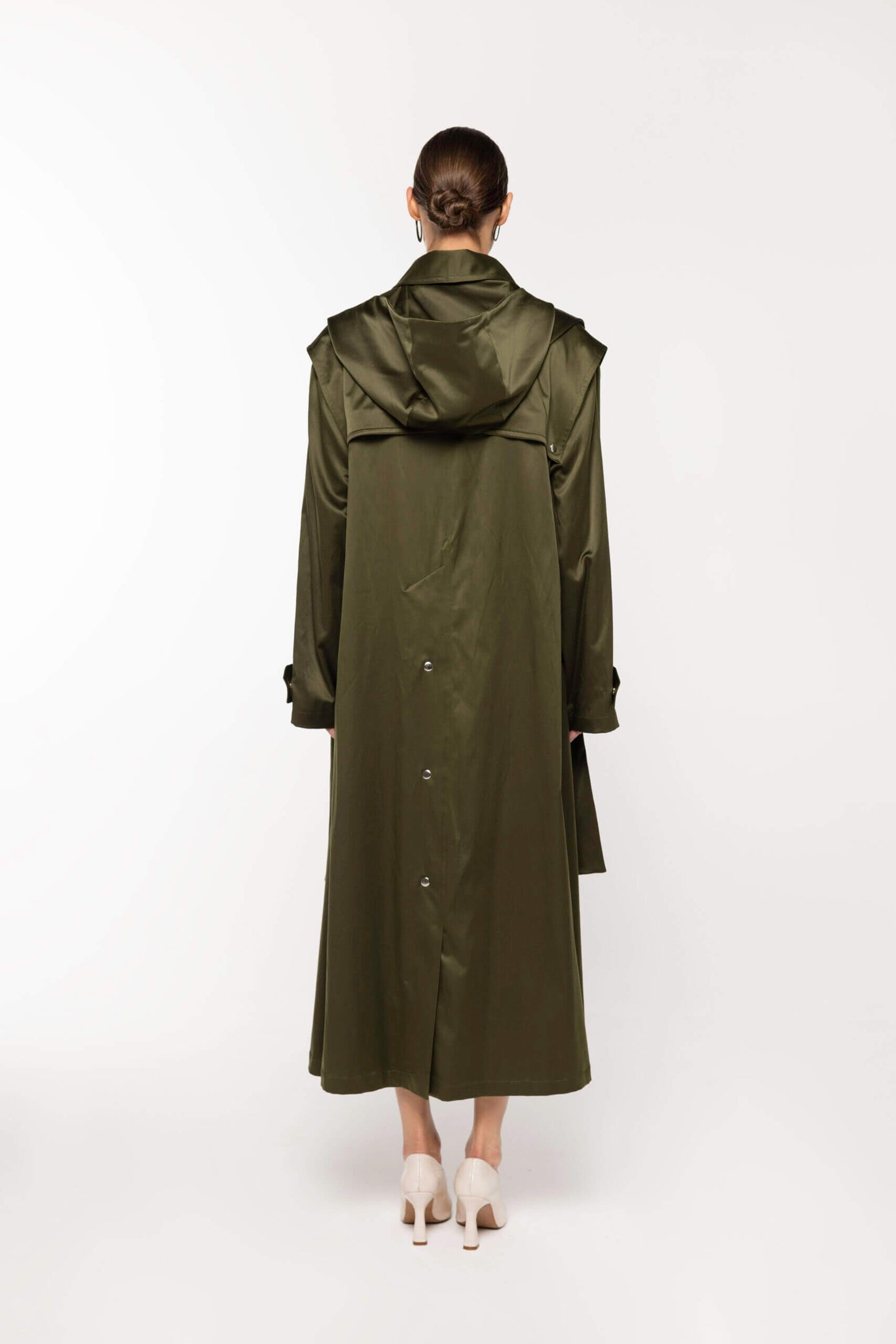 Cotton-Satin Coat in Bright Green