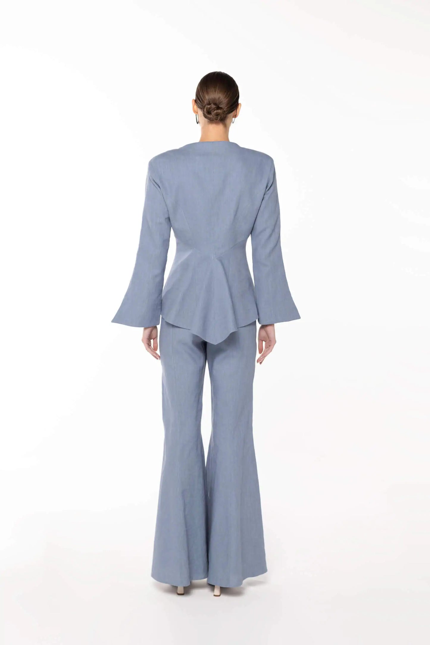 Embroidered Linen Jacket, Light Blue