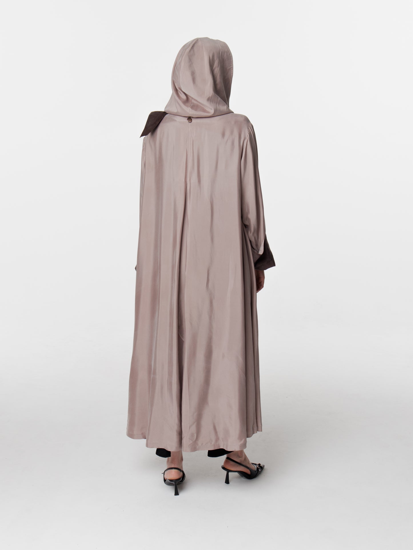Hooded Contrasted Trenchcoat Abaya