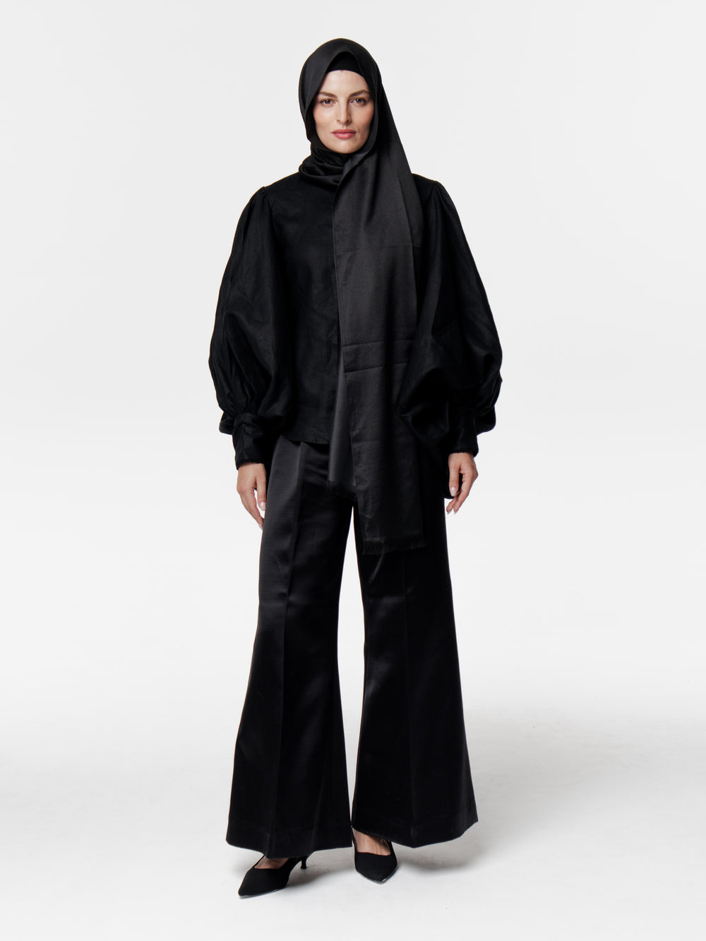 Linen Puff- Cuff Sleeves Shirt