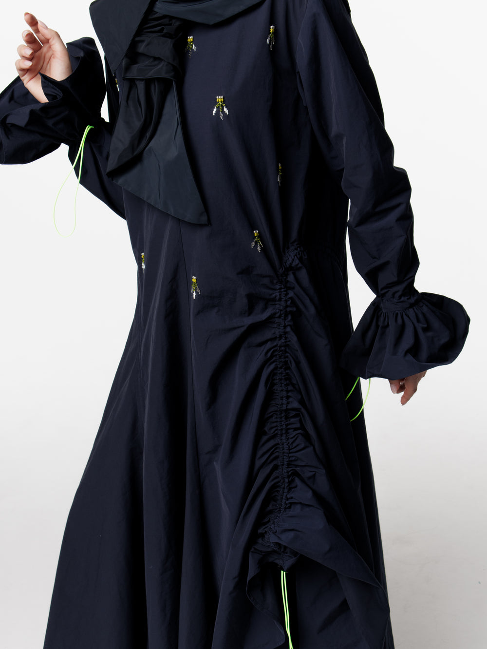 Hand-Embroidered Taffeta Dress