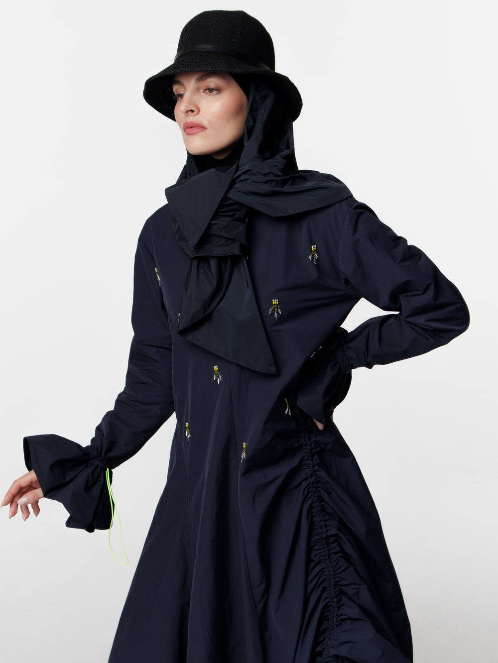 Hand-Embroidered Taffeta Dress