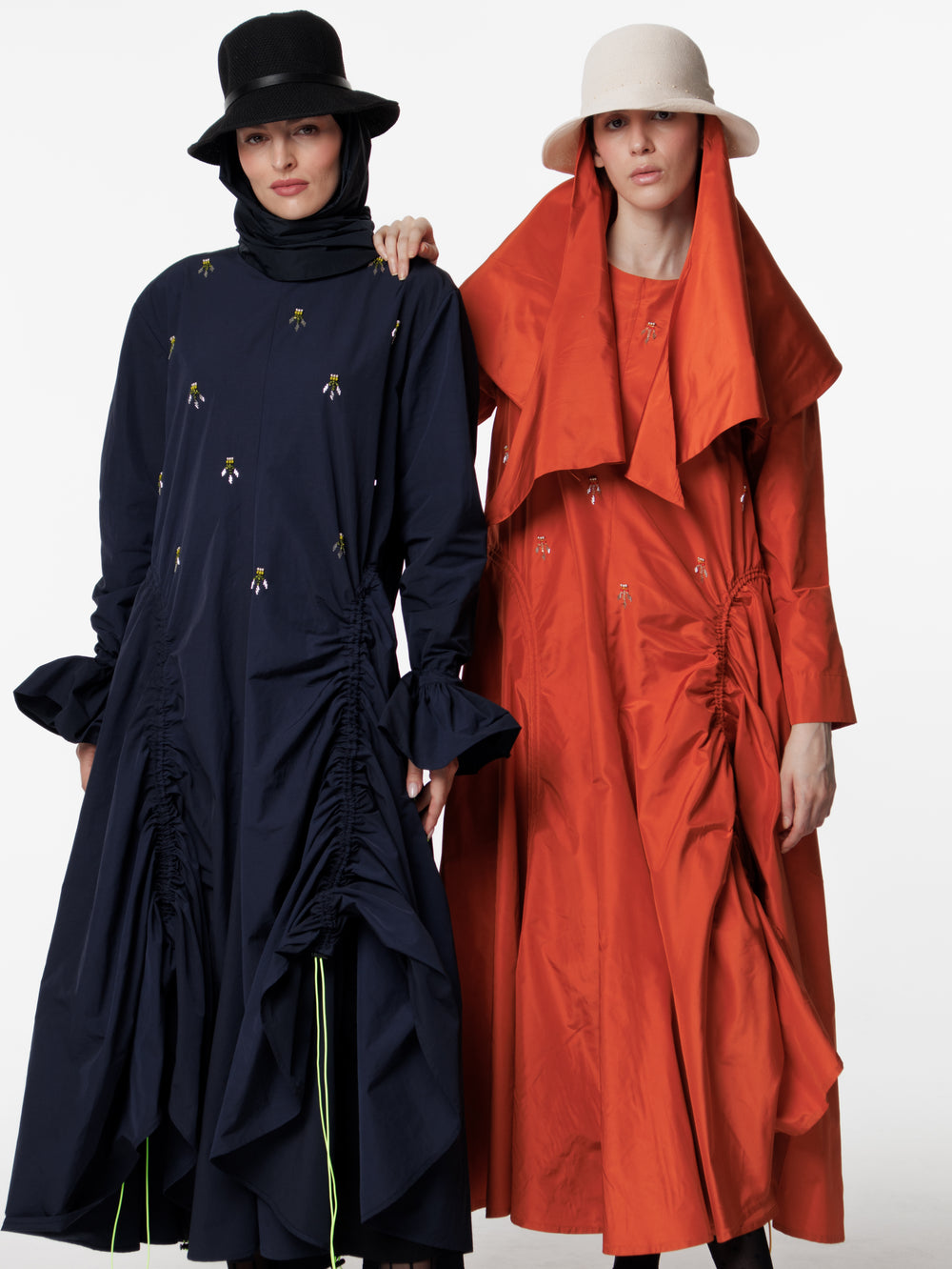 Hand-Embroidered Taffeta Dress