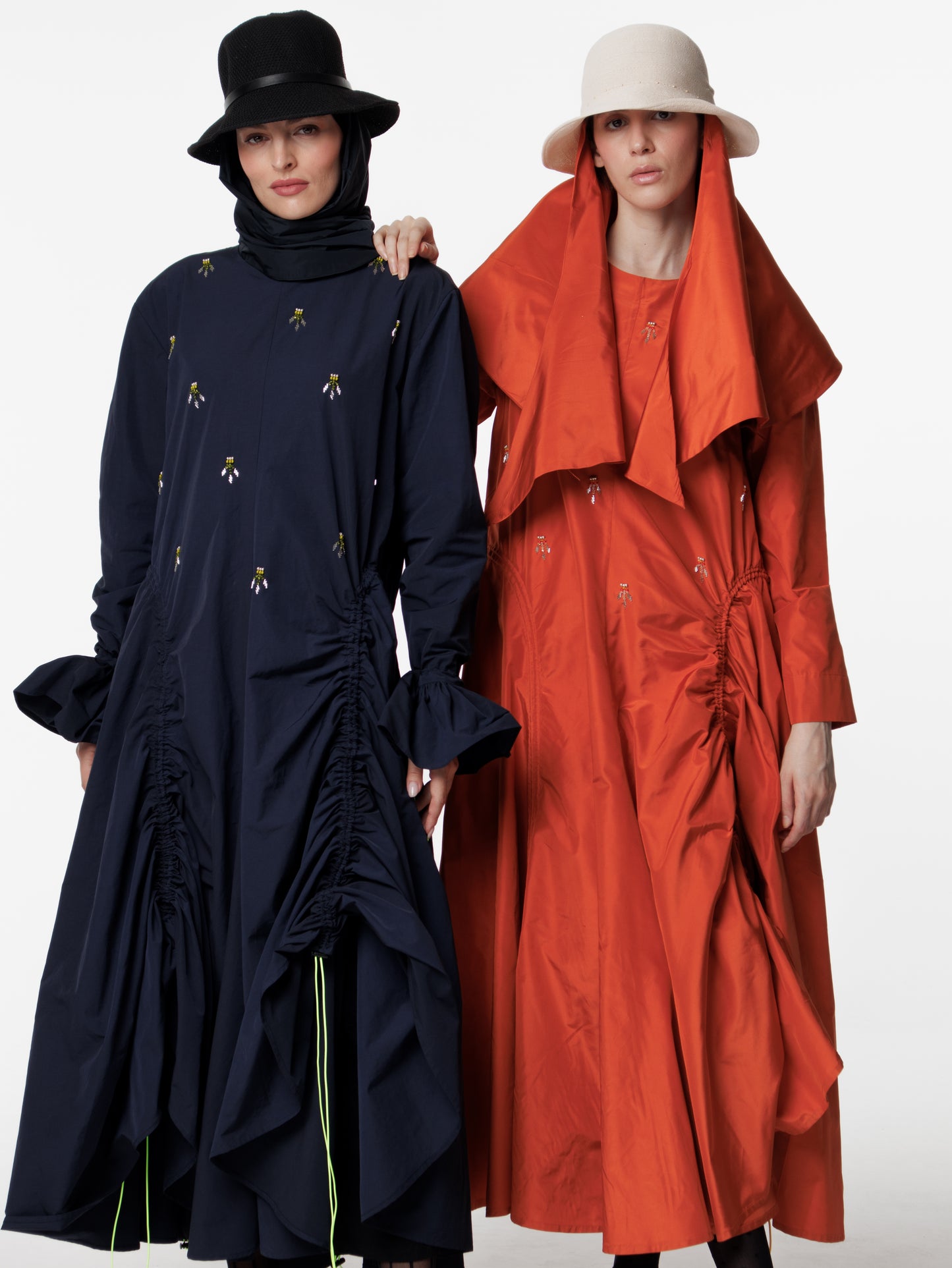 Hand-Embroidered Taffeta Dress
