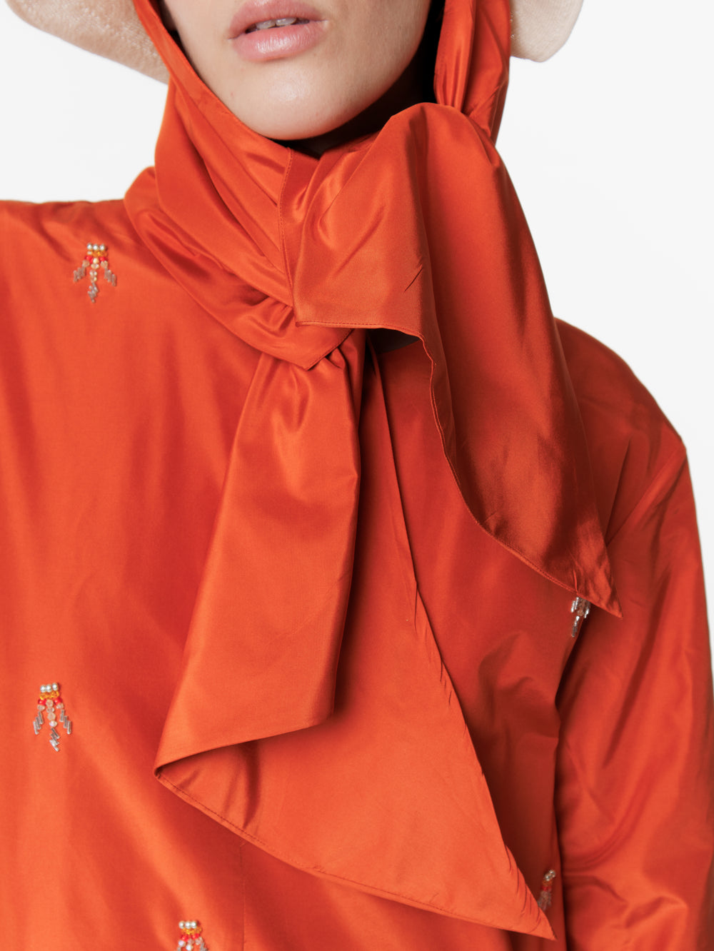 Hand-Embroidered Taffeta Dress