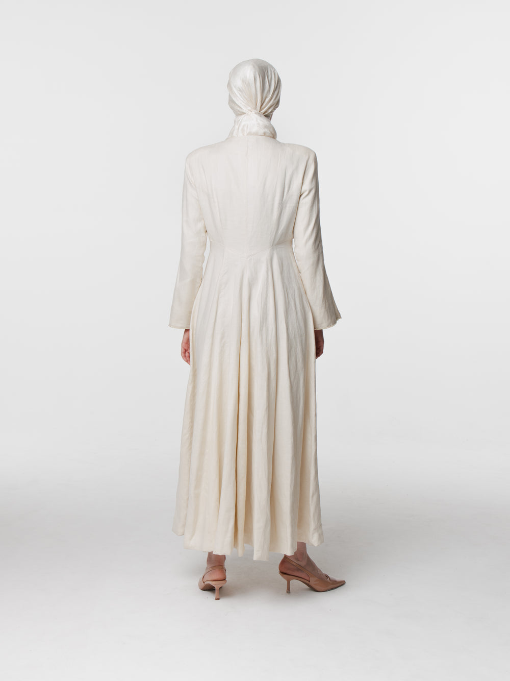 Tailored Linen Long Snap Front Abaya Dress