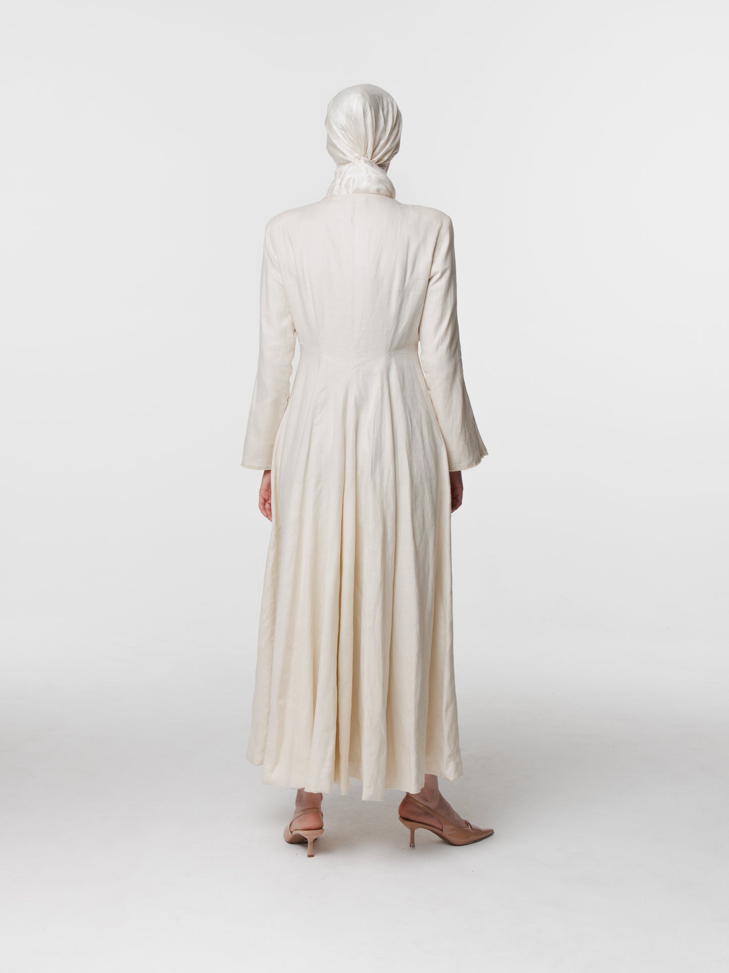 Tailored Linen Long Snap Front Abaya Dress