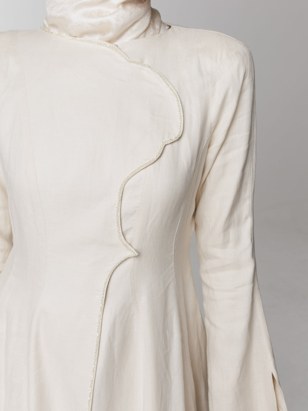 Tailored Linen Long Snap Front Abaya Dress