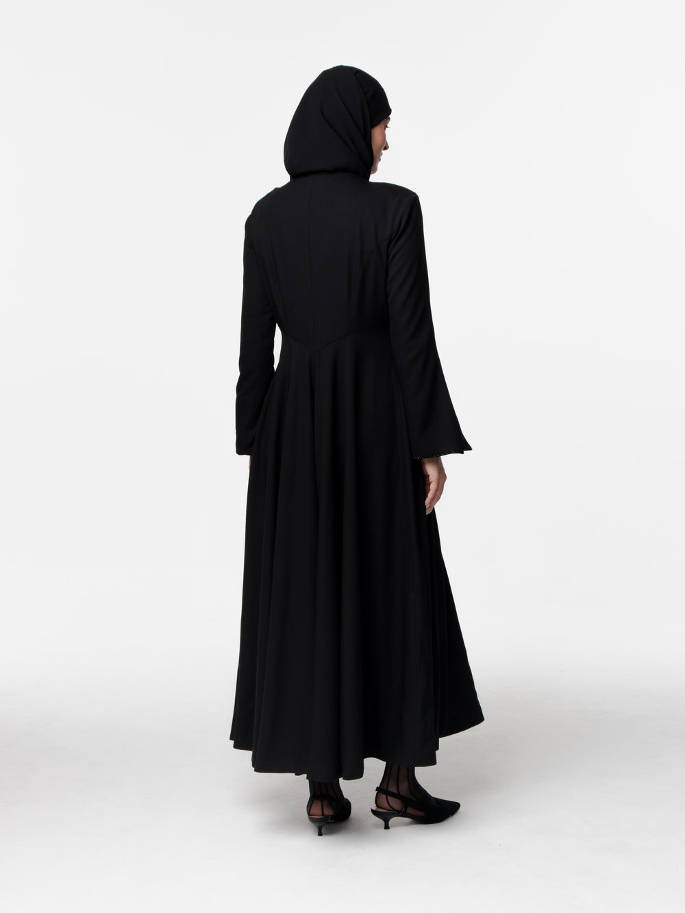 Tailored Crep Long Snap Front Abaya Dress
