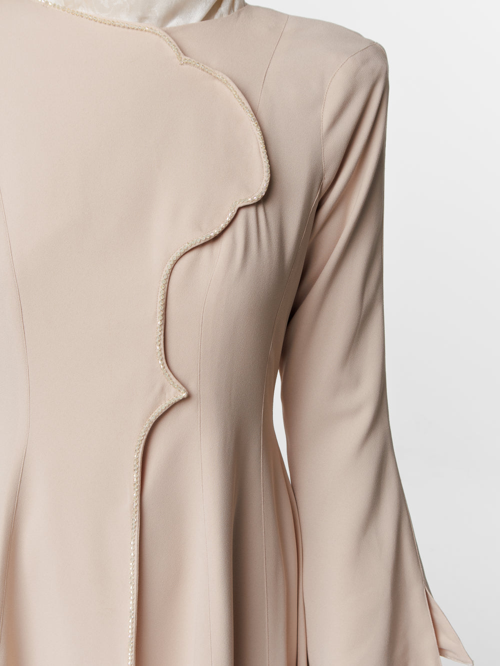 Tailored Crep Long Snap Front Abaya Dress