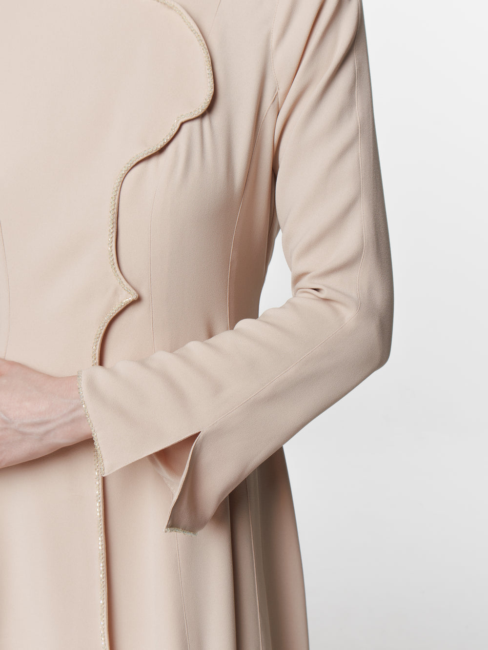 Tailored Crep Long Snap Front Abaya Dress