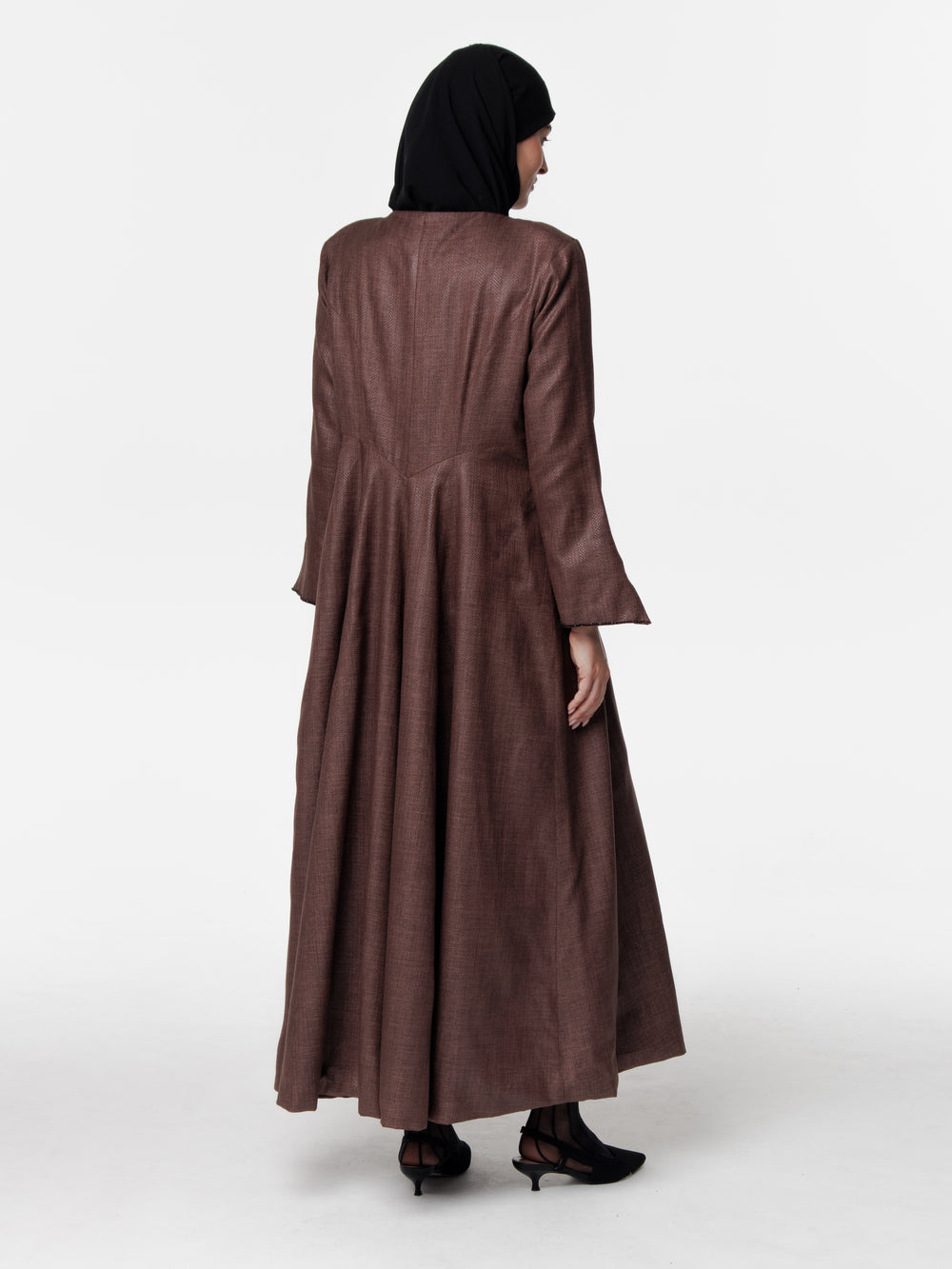 Tailored Textured Long Snap Front Abaya Dress
