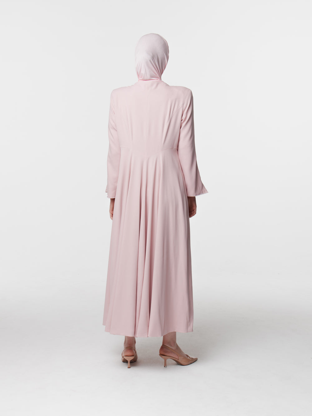 Tailored Crep Long Snap Front Abaya Dress