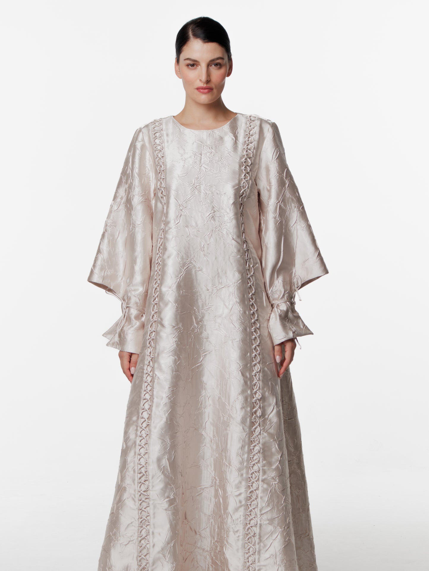Long Modest Hand-crafted Satin Dress – OROY Store Long Modest Hand-crafted Satin Dress – OROY Store