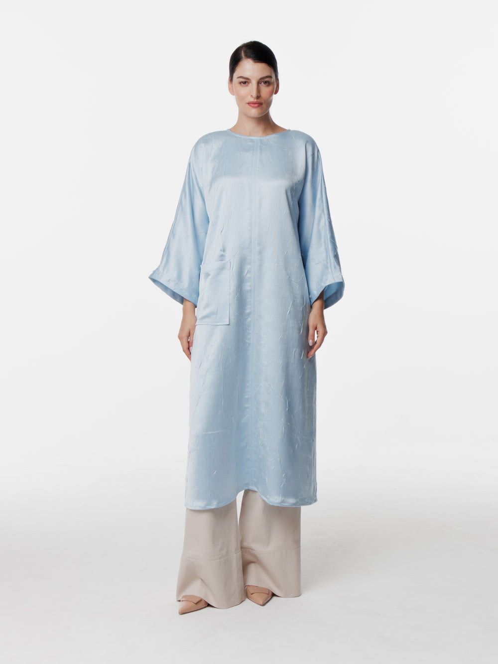 Long Satin Convertible Cuff-Hijab Only Dress