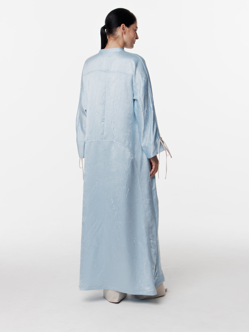 Long Satin Japanese Button Front Dress