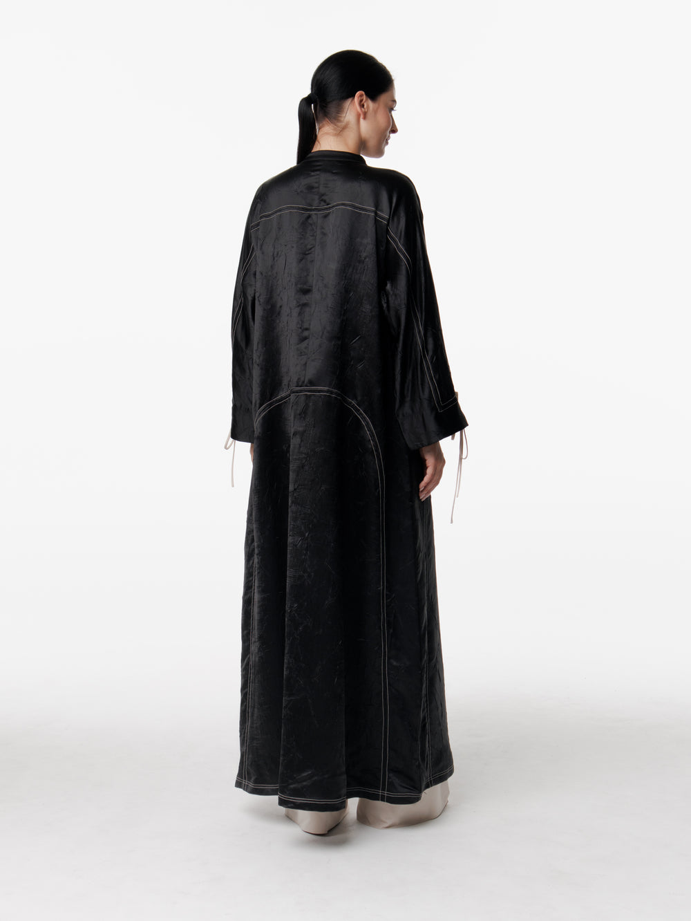 Long Satin Japanese Button Front Dress