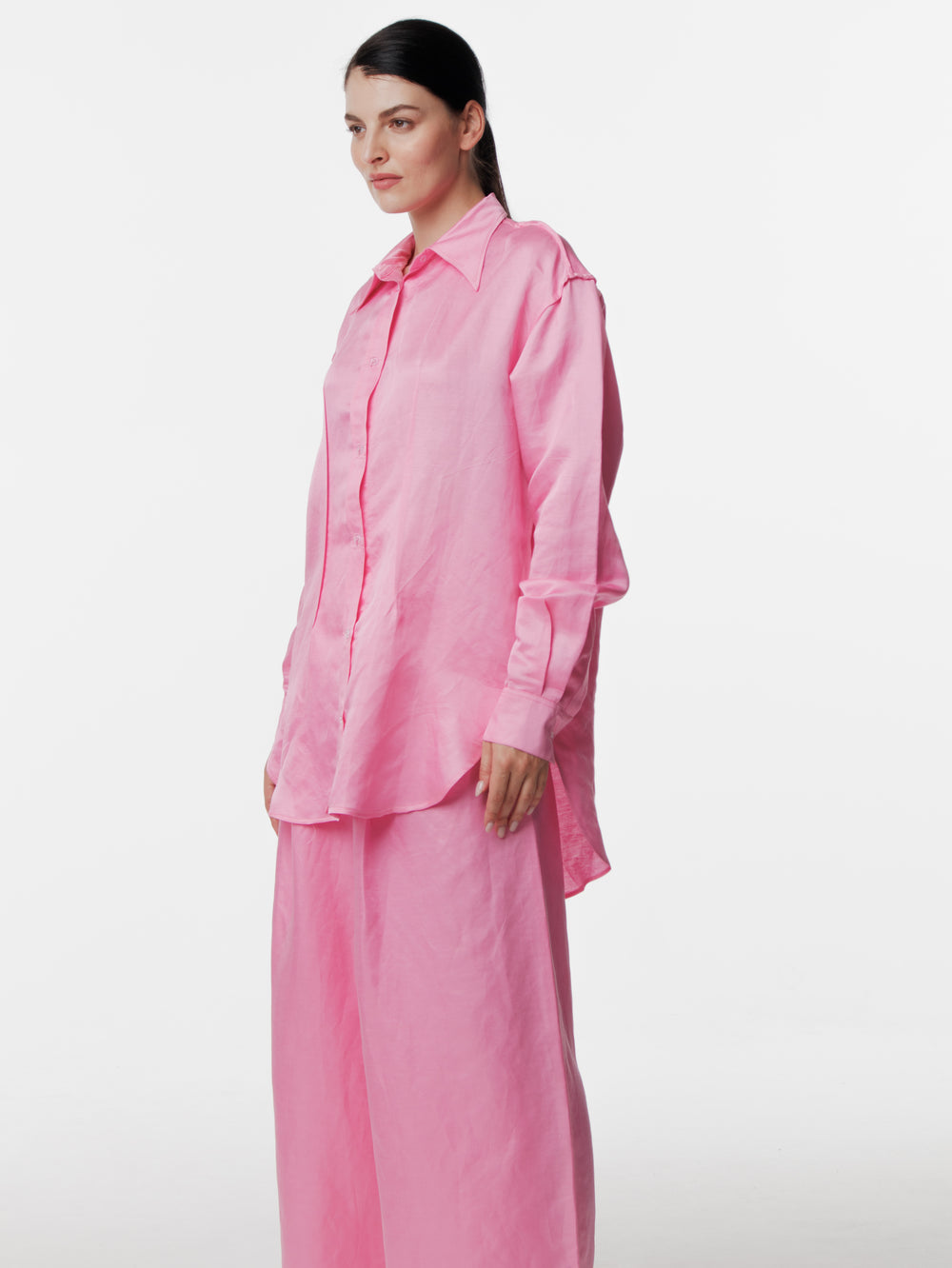 Satin Linen Front Pleated Trouser