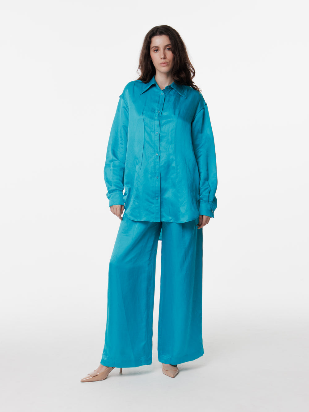 Satin Linen Inside Out Oversized Shirt