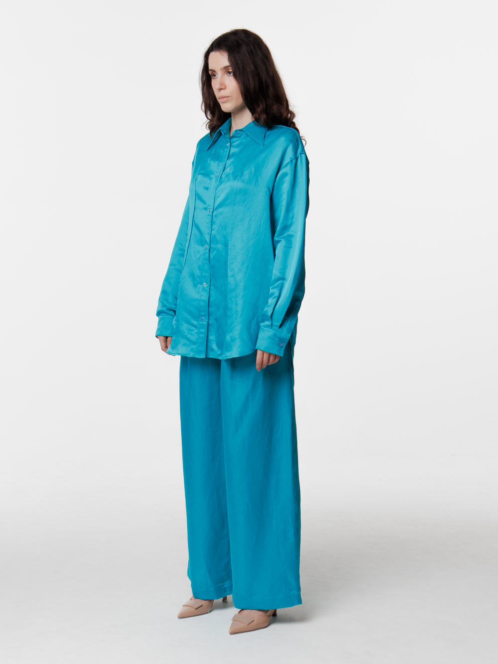 Satin Linen Inside Out Oversized Shirt
