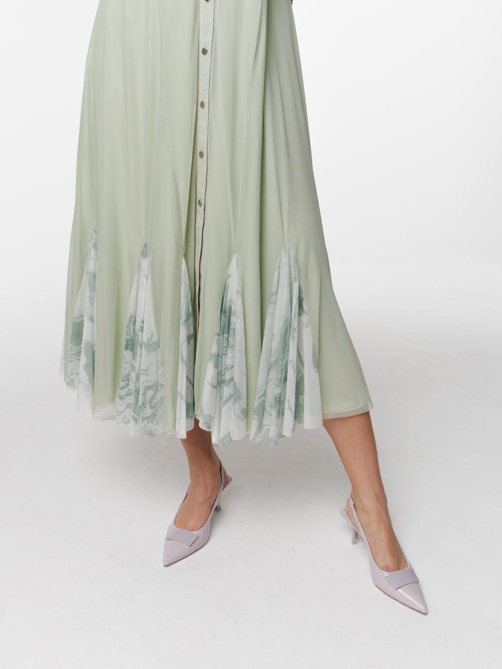 Contrast Flared Mesh Dress