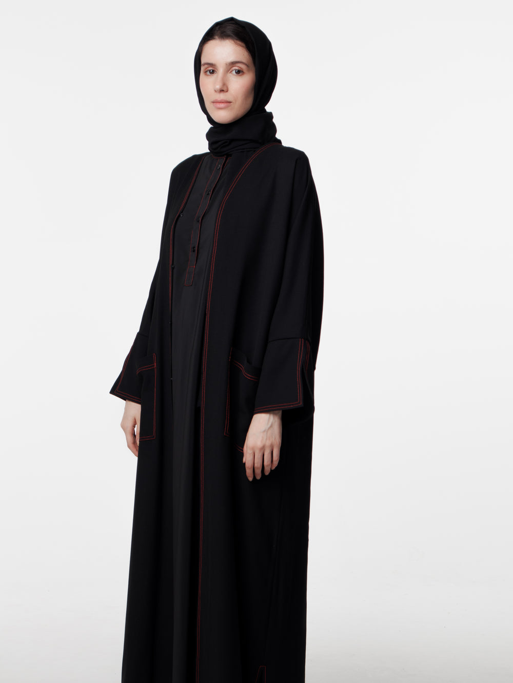 Long Topstitched Abaya
