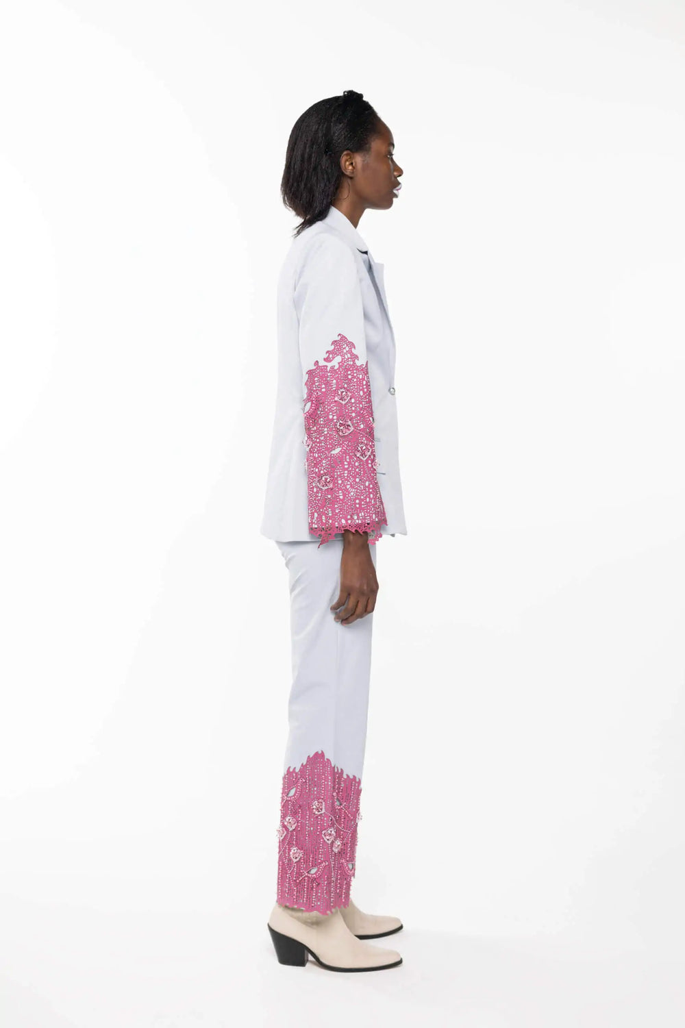 Capri Trouser, Light Blue/Pink