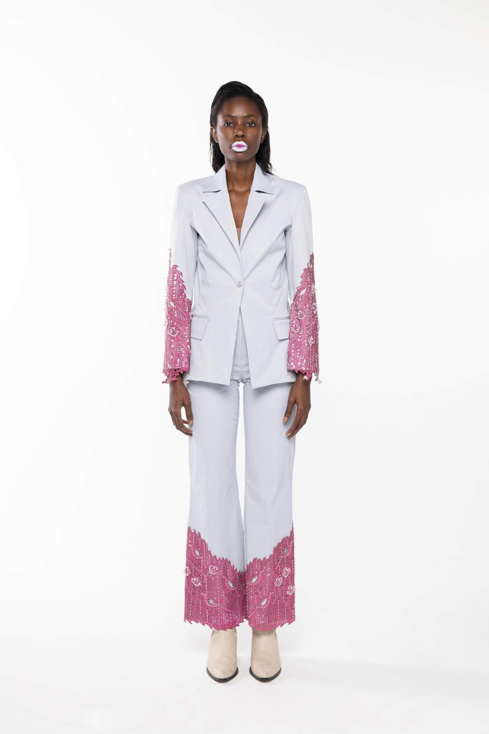 Capri Trouser, Light Blue/Pink