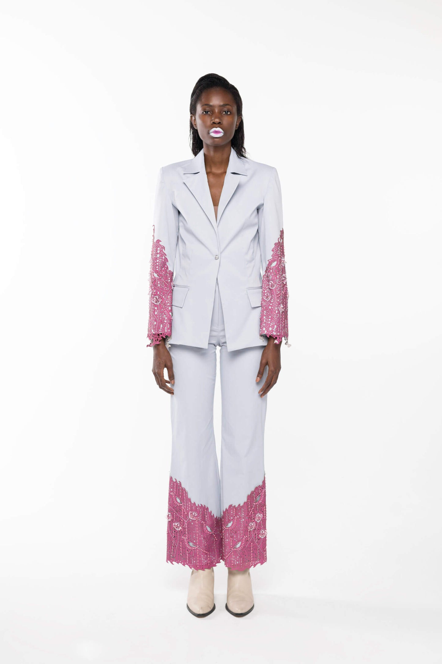 Capri Trouser, Light Blue/Pink