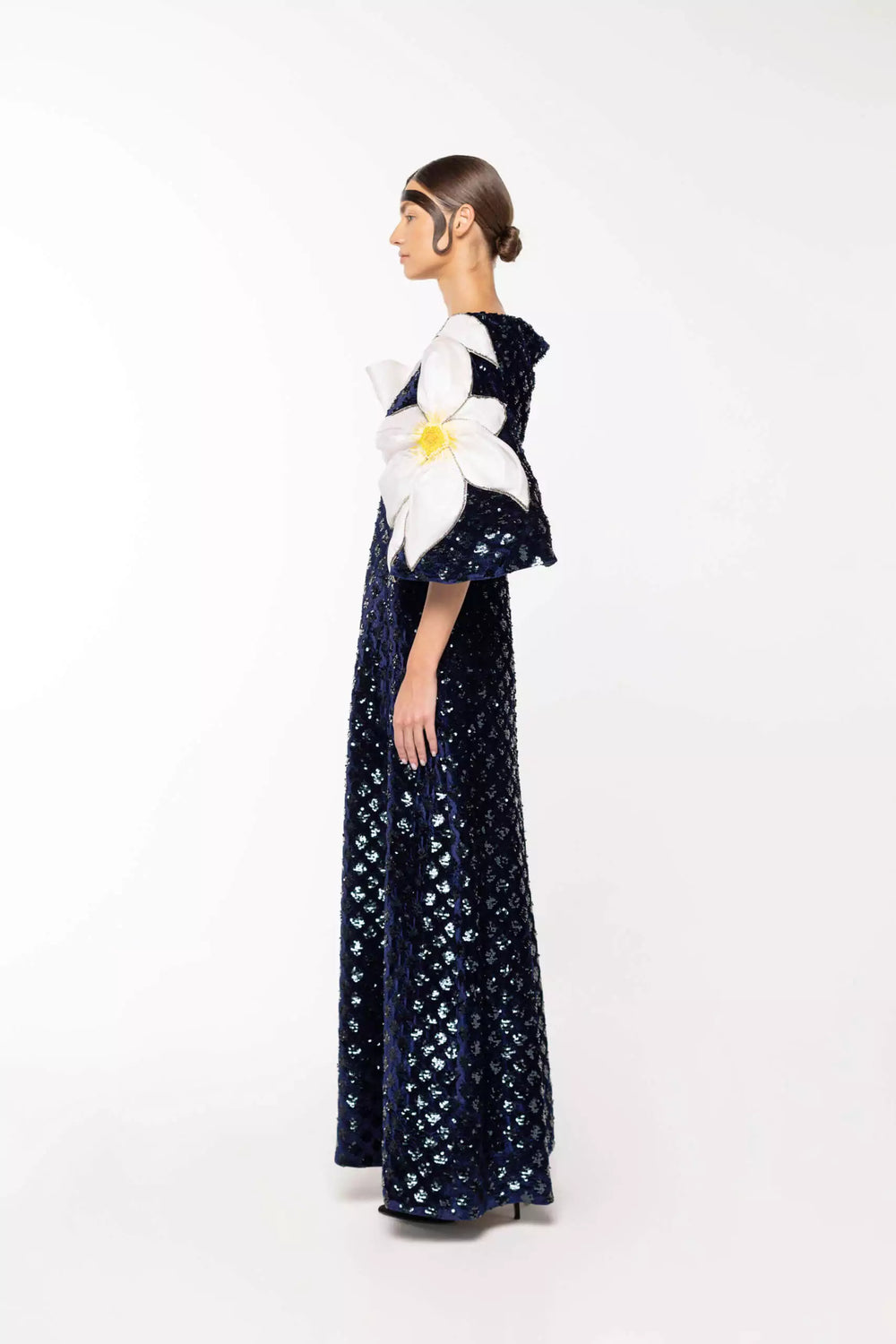 OROY Longline Sequin Flower Dress