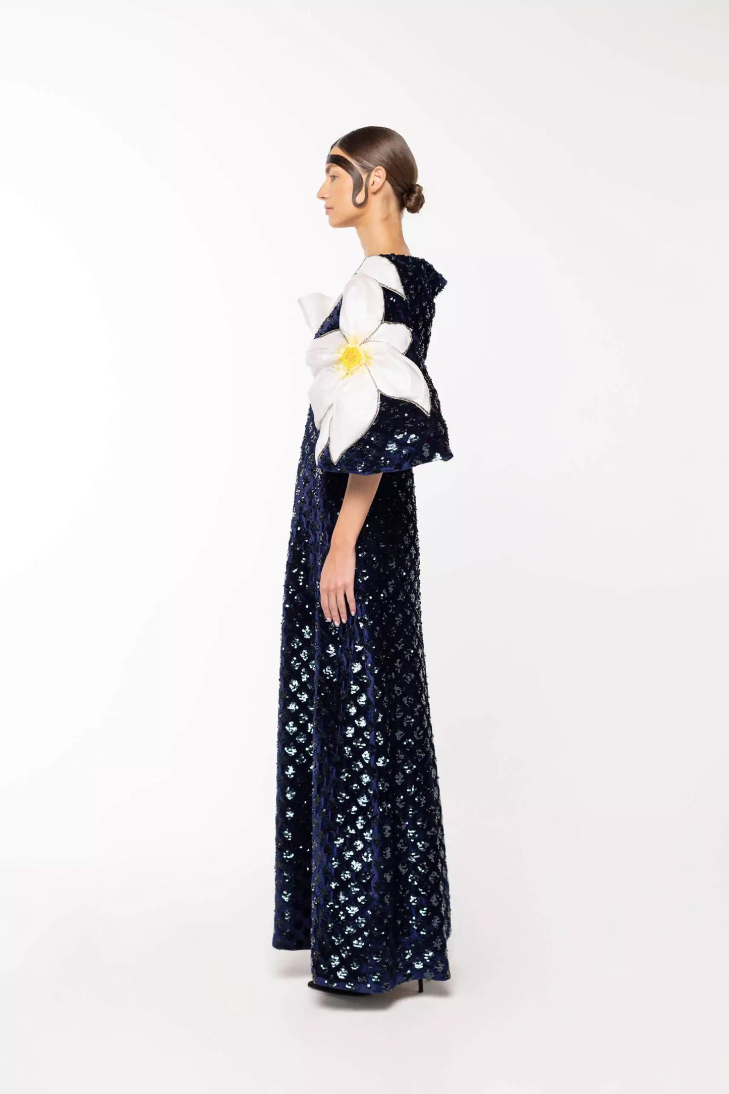 OROY Longline Sequin Flower Dress