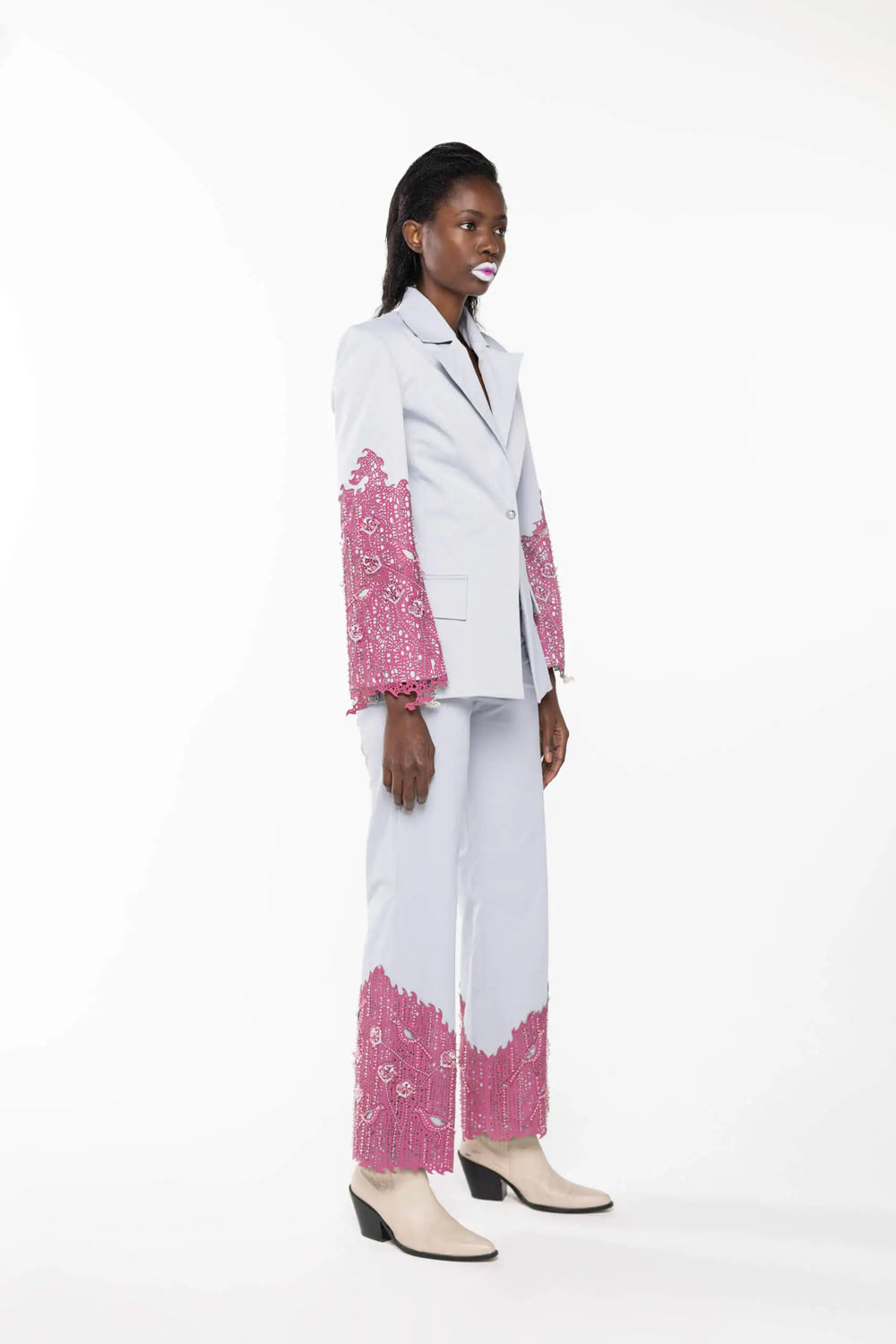 Capri Trouser, Light Blue/Pink