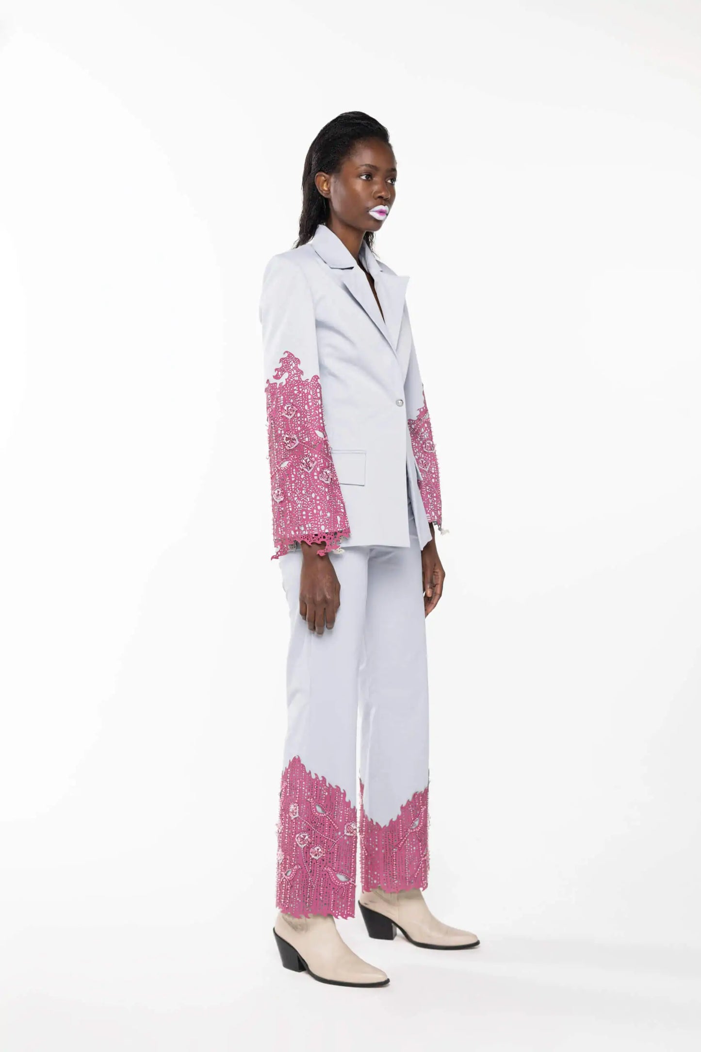 Capri Trouser, Light Blue/Pink